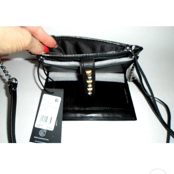 $178 REBECCA MINKOFF Black Leather Multi Studded Wallet Purse Crossbody NWT - Picture 9 of 16